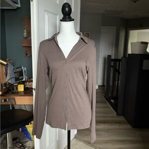 NWOT GAP Taupe Button-Down Shirt Large Tall